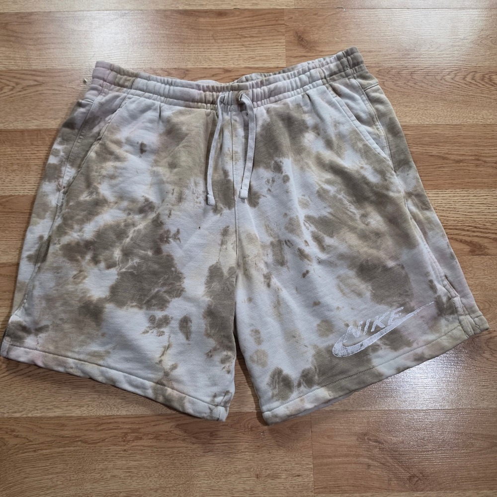 Nike Shorts Mens Large Sportswear Tie Dye French Terry Just Do It Brown Tan acid